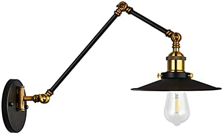 Vintage Wall Sconce Lighting Industrial Swing Arm Wall Mount Lamp Adjustable Hardwired Black Metal Wall Sconce Light Fixture for Reading Bedroom Farmhouse Home Hotel Corridor Decorate M